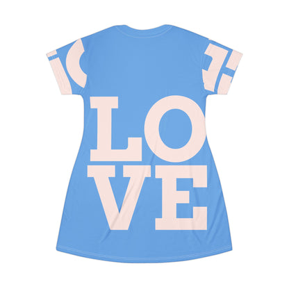 LOVE T SHIRT DRESS BABY BLUE