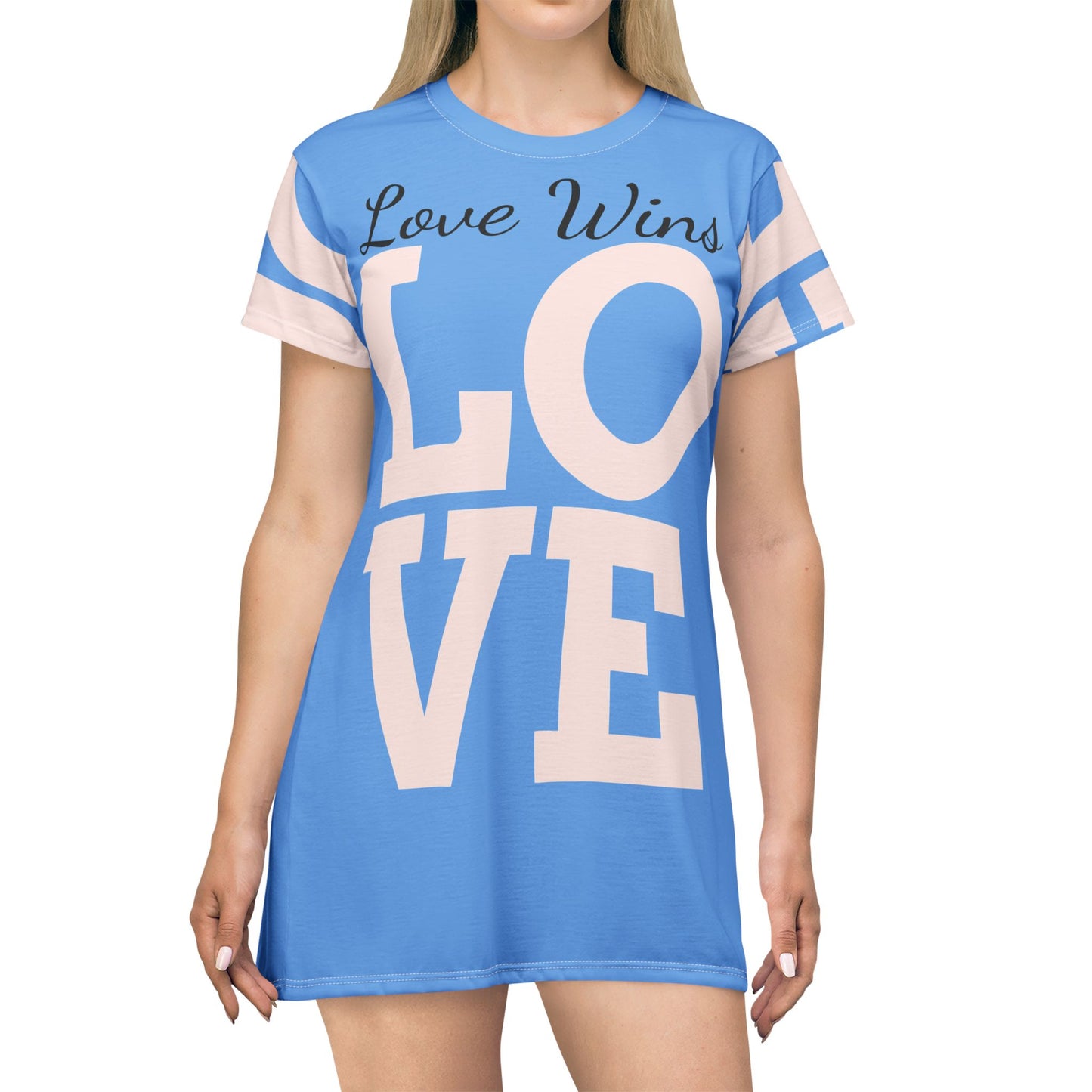 LOVE T SHIRT DRESS BABY BLUE