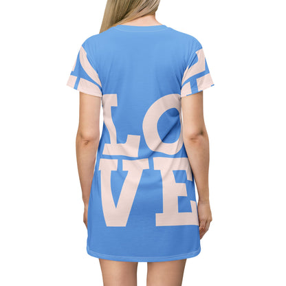 LOVE T SHIRT DRESS BABY BLUE