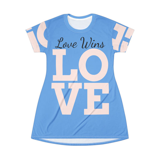 LOVE T SHIRT DRESS BABY BLUE